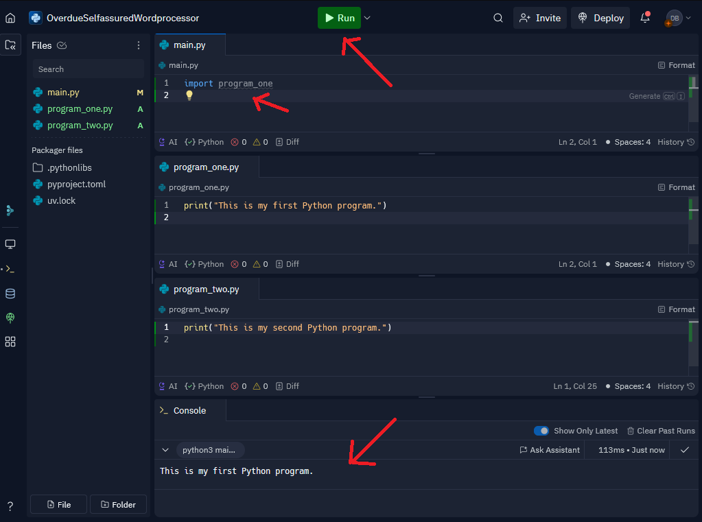 multiple python programs